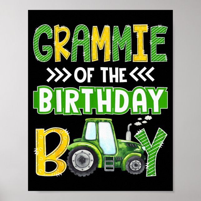 Grammie Of The Birthday Boy Tractors Farm Trucks F Poster (Front)