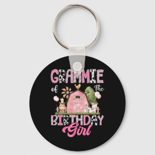 Grammie Of The Birthday Girl Farm Cow Pink 1st Bir Key Ring