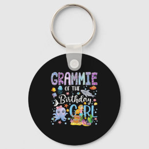 Grammie Of The Birthday Girl Mermaid Ocean Aquariu Key Ring
