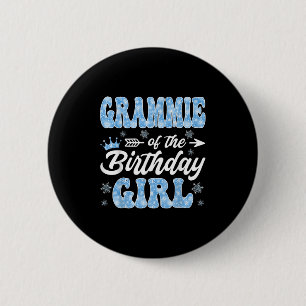 Grammie Of The Birthday Girl Snowflakes Winter Chr 6 Cm Round Badge