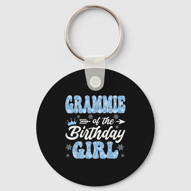 Grammie Of The Birthday Girl Snowflakes Winter Chr Key Ring (Front)
