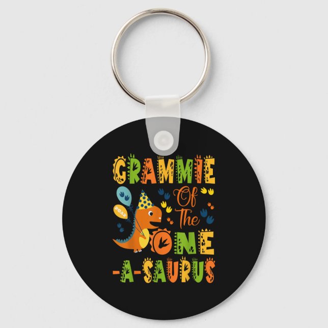 Grammie Of The One-a-saurus 1st Birthday Dinosaur  Key Ring (Front)