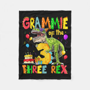 Grammie Of The Three Rex 3rd Birthday Boy Dinosaur Fleece Blanket