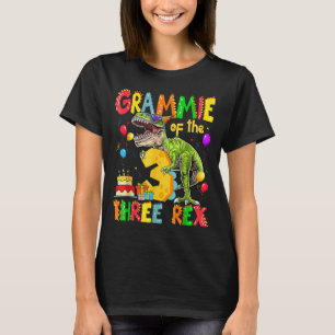 Grammie Of The Three Rex 3rd Birthday Boy Dinosaur T-Shirt