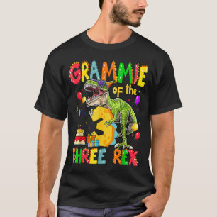 Grammie Of The Three Rex 3rd Birthday Boy Dinosaur T-Shirt