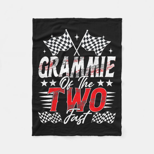 Grammie Of The Two Fast Second Birthday Racing Car Fleece Blanket (Front)