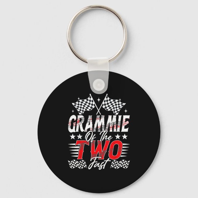 Grammie Of The Two Fast Second Birthday Racing Car Key Ring (Front)