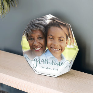Grammie We Love You   Grandma Script Overlay Photo Block