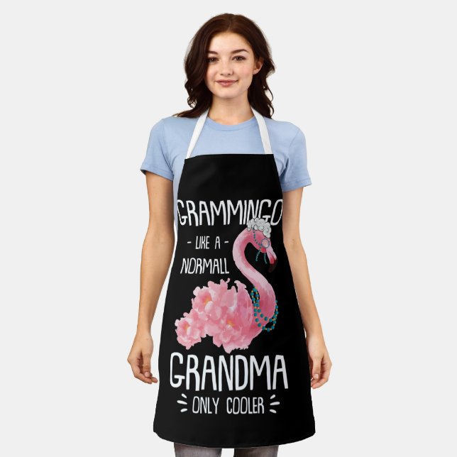Grammingo Flamingo Love Grandma Granny Grandmother Apron (Worn)
