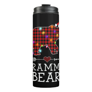 Grammy Bear Christmas Pajama Red Plaid Thermal Tumbler