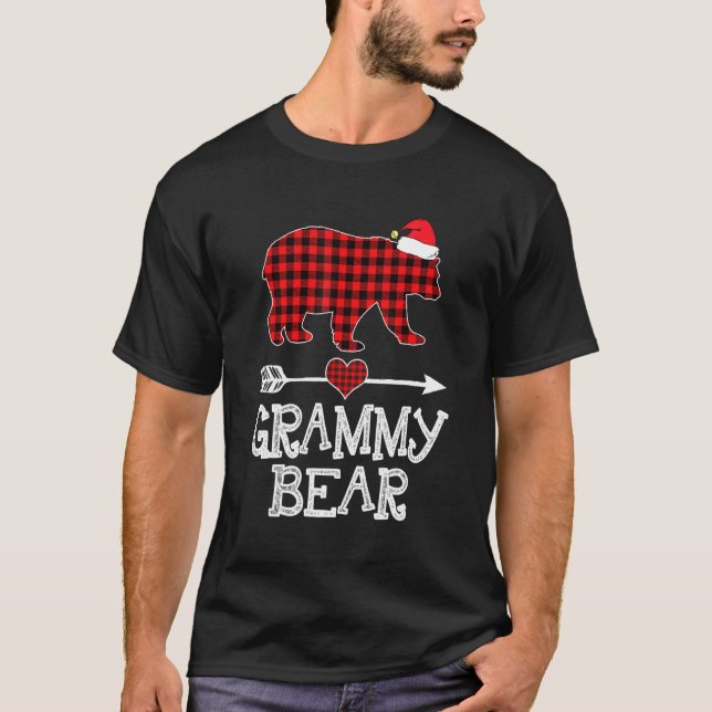 Grammy Bear , Red Buffalo Plaid Grammy Bear Pajama T-Shirt (Front)