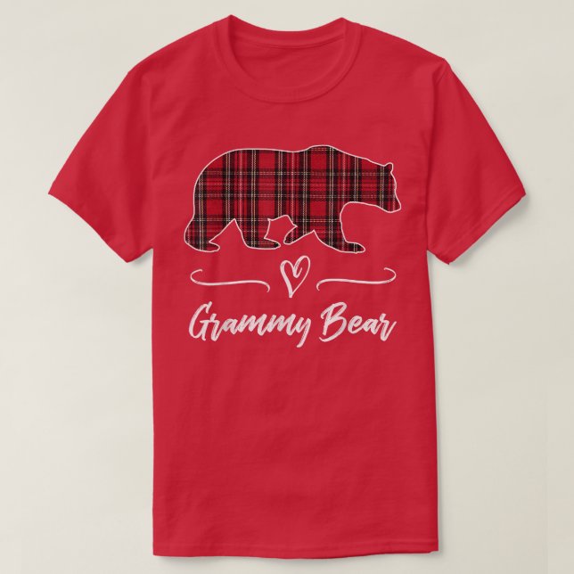 Grammy Bear Red Tartan Plaid Heart Fun Grandma Gif T-Shirt (Design Front)