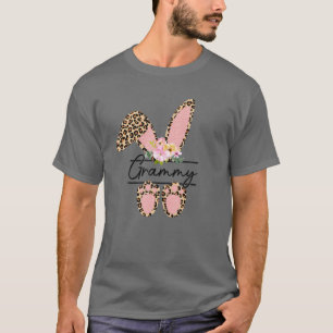 Grammy Bunny Leopard Flowers Cute Easter Matching T-Shirt