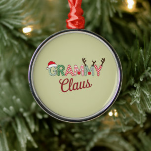 Grammy Claus Christmas Grandma Gift Xmas Metal Tree Decoration