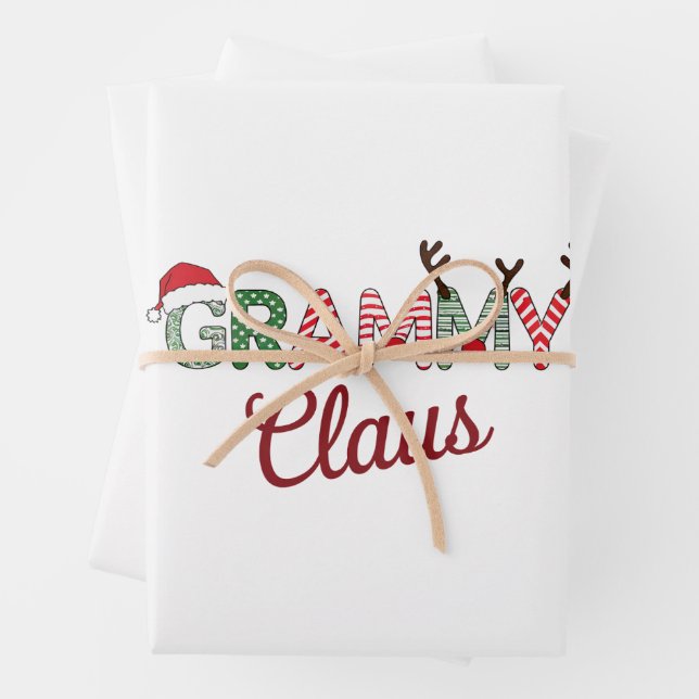 Grammy Claus Christmas Grandma Gift Xmas  Wrapping Paper Sheet (In situ)