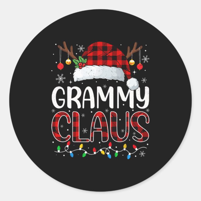 Grammy Claus Christmas Lights Pajama Family Matchi Classic Round Sticker (Front)