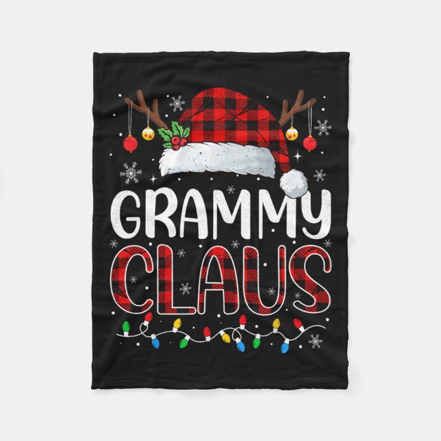 Grammy Claus Christmas Lights Pajama Family Matchi Fleece Blanket (Front)