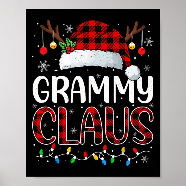 Grammy Claus Christmas Lights Pajama Family Matchi Poster (Front)