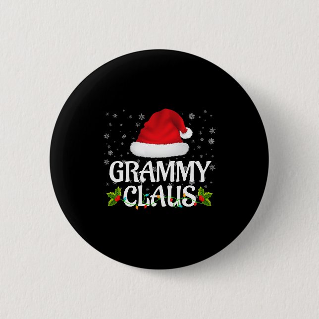 Grammy Claus Christmas Lights Santa Pajama Family  6 Cm Round Badge (Front)