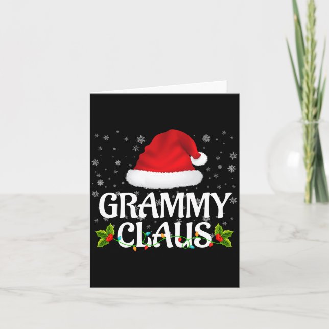 Grammy Claus Christmas Lights Santa Pajama Family  Card (Front)