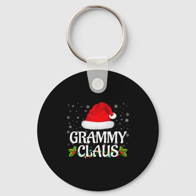 Grammy Claus Christmas Lights Santa Pajama Family  Key Ring (Front)
