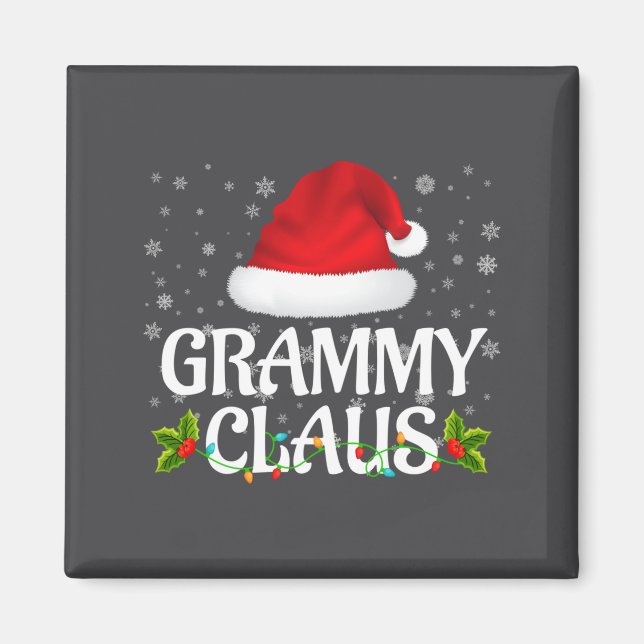 Grammy Claus Christmas Lights Santa Pajama Family  Magnet (Front)