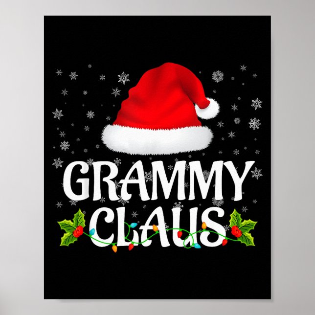 Grammy Claus Christmas Lights Santa Pajama Family  Poster (Front)