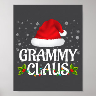Grammy Claus Christmas Lights Santa Pajama Family  Poster