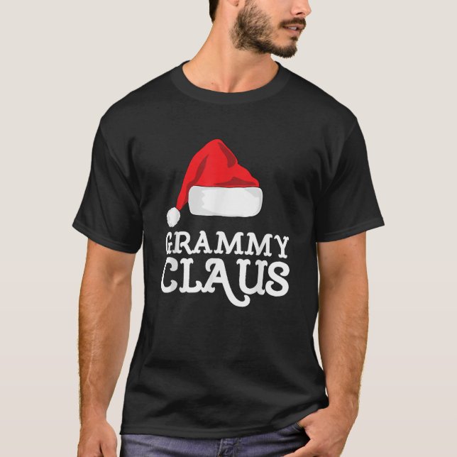 Grammy Claus Christmas Santa s Hat Pajama Family X T-Shirt (Front)