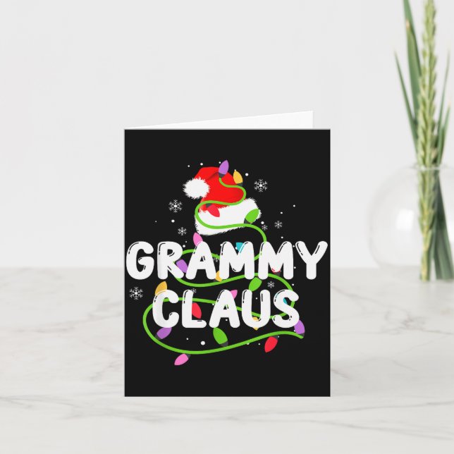 Grammy Claus Funny Christmas Lights Pajama Family  Card (Front)