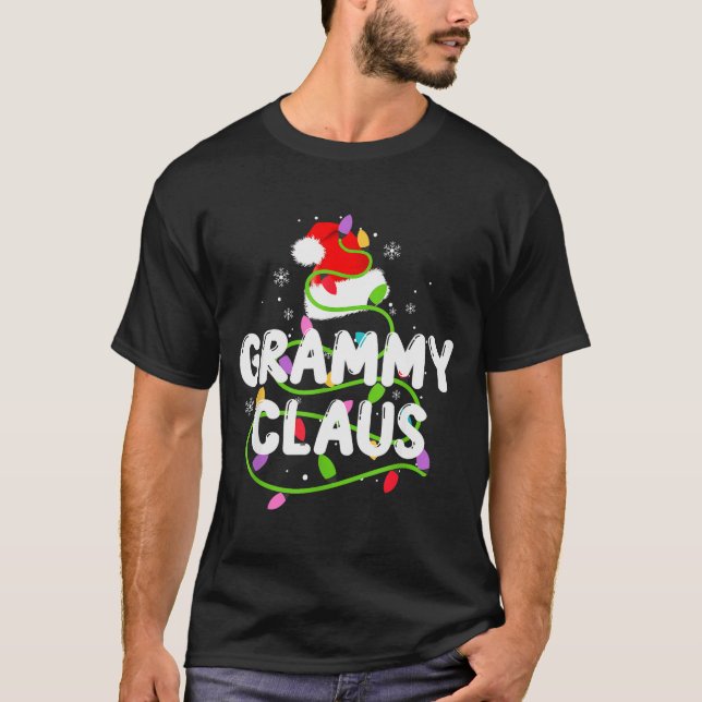 Grammy Claus Funny Christmas Lights Pajama Family  T-Shirt (Front)
