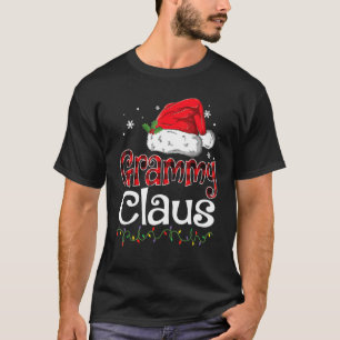 Grammy Claus Santa Hat Red Plaid Buffalo Christmas T-Shirt