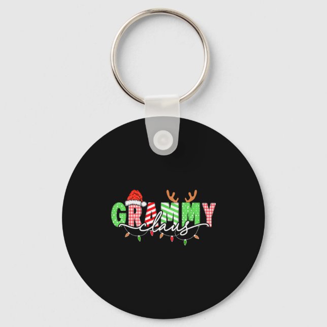 Grammy Claus Xmas Christmas Lights Pajama Family M Key Ring (Front)