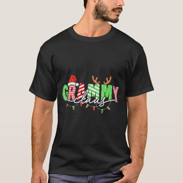 Grammy Claus Xmas Christmas Lights Pajama Family M T-Shirt (Front)