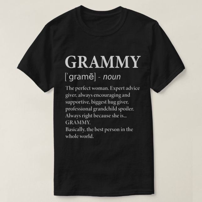 Grammy Definition Grandma  Funny Grandmother  T-Shirt (Design Front)