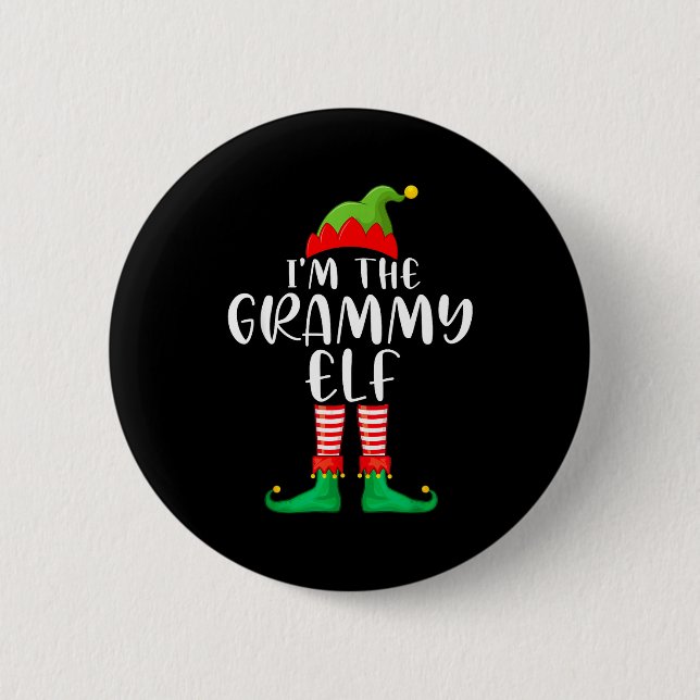 Grammy Elf Matching Family Group Christmas Party P 6 Cm Round Badge (Front)