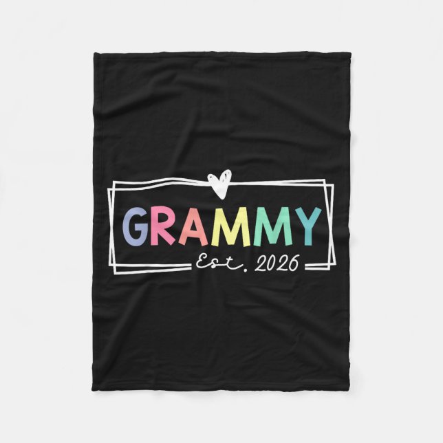 Grammy Est 2026 Promoted To Grandma 2026 For Grand Fleece Blanket (Front)