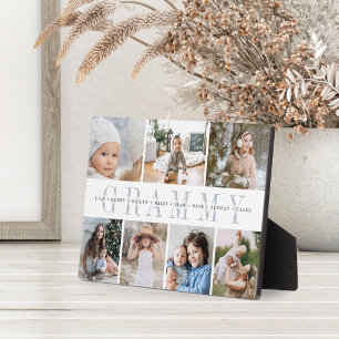 "Grammy" Grandchildren Names 7 Photo Collage Plaque