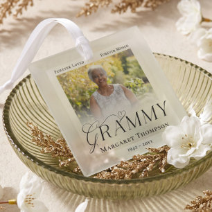 Grammy In Loving Memory Memorial Photo Keepsake Glass Tree Decoration