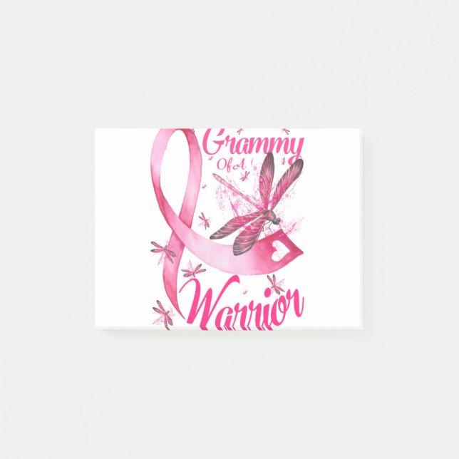 Grammy Of A Warrior Dragonfly Breast Cancer Post-it Notes (Front)