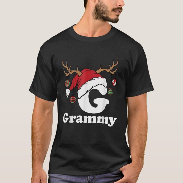 Grammy Of Merry Christmas Red Santa Hat Xmas Match T-Shirt (Front)