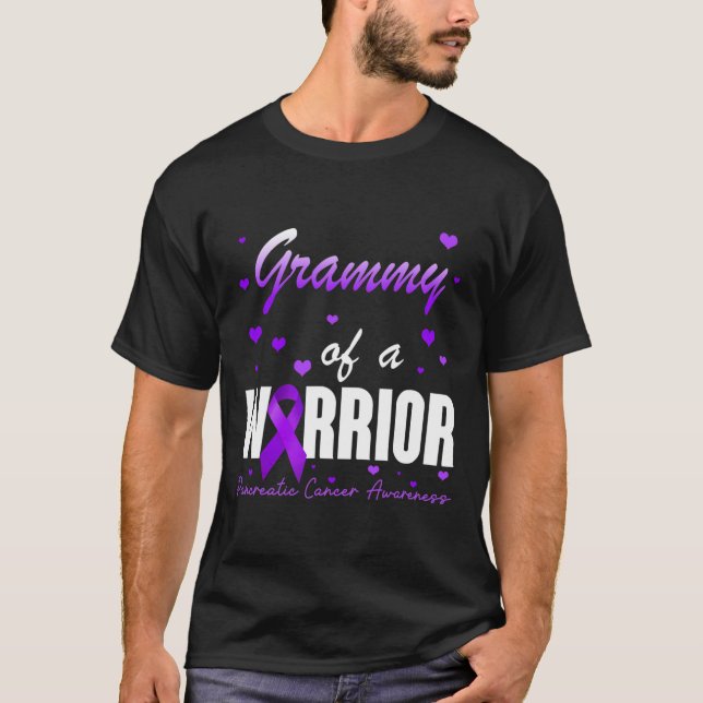 Grammy Of Pancreatic Cancer Warrior Ribbon Support T-Shirt (Front)