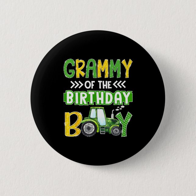 Grammy Of The Birthday Boy Tractors Farm Trucks Fa 6 Cm Round Badge (Front)