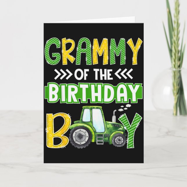 Grammy Of The Birthday Boy Tractors Farm Trucks Fa Card (Front)