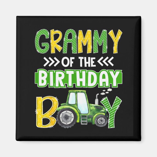 Grammy Of The Birthday Boy Tractors Farm Trucks Fa Magnet (Front)