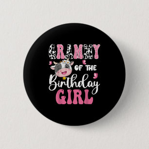 Grammy Of The Birthday Girl Farm Cow 1st Birthday  6 Cm Round Badge