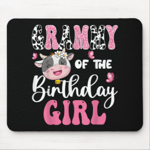 Grammy Of The Birthday Girl Farm Cow 1st Birthday Mouse Mat
