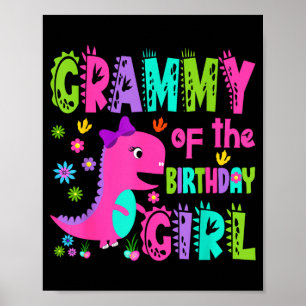 Grammy of the birthday girl saurus rex dinosaur poster