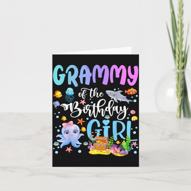 Grammy Of The Birthday Girl Sea Fish Ocean Aquariu Card (Front)