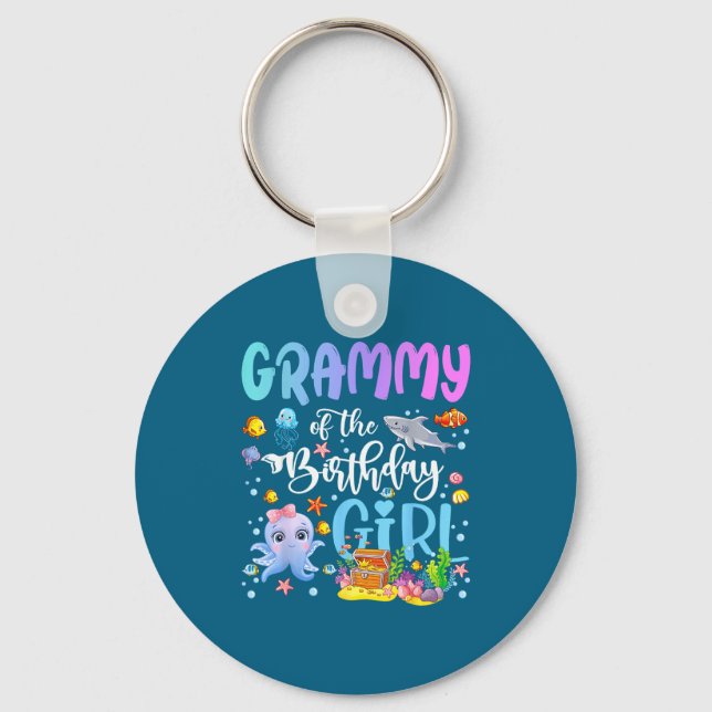 Grammy Of The Birthday Girl Sea Fish Ocean Aquariu Key Ring (Front)